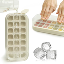 Pack of 2 Ice Cube Tray with Lid and Bin 21 Pcs Quick-Fill Ice Cube Mold for Freezer Easy Press to Release White No-Touch Ice Cube Trays