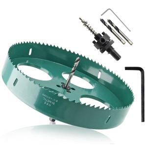 8-1/4 Inch / 210mm Hole Saw with Heavy Duty Arbor, 8.25 Inch Hole Saw HSS Bi-Metal Hole Cutter Smoothly Cutting in Cornhole Boards, Plastic, Wood, Fiberboard, Drywall