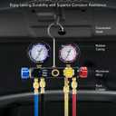 Orion Motor Tech 4 Way AC Gauge Set for R410a R22 R134a Refrigerant, 4 Valve Automotive AC Manifold with 5ft Hoses, R410a Adapters, Can Tap