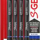 Sharpie S Gel Pens, Fine Point, 0.5 mm, Black Barrels, Blue Ink, Pack Of 4 Pens