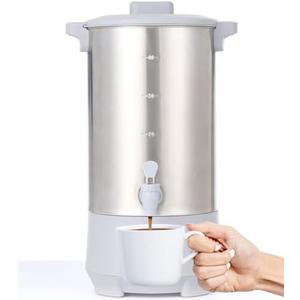 SYBO SR-CP40C Commercial Grade Stainless Steel Percolate Coffee Maker, Hot Water Urn for Catering, Hot Beverage Dispenser, 30-Cup, 3.5L, Grey