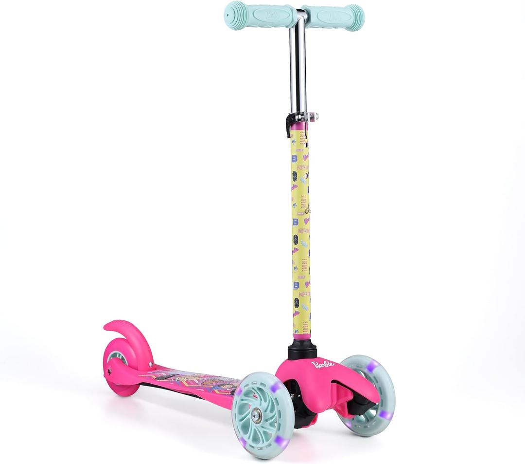 Scooter for Kids Ages 3-5 - Extra Wide Deck & Light Up Wheels, Self Balancing Kids Toys for Boys & Girls, Choose Your Favorite Character (Barbie)
