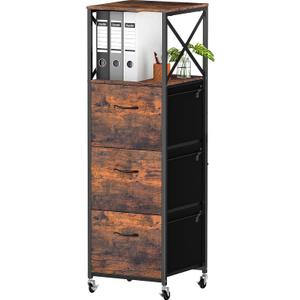 3 Drawers File Cabinet, Vertical Filing Cabinets for Home Office, Drawer with Adjustable Hanging Rail, A4/Letter Size Hanging File Folders, Open Shelf, Mobile Printer Stand, Rustic Brown