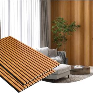 Gaahing 2 Pack Wood Finish Accent Wall Panels, 3D Slat Acoustic Paneling for Recording Studio, Office, Living Room Interior Decoration (Natural Walnut, 48"L x 24"W)