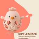 ChooKaChoo 2-in-1 Baby Teething Rattle Toy, Sensory Grasping Teether for Infants 3-12 Months, 100% Food-Grade Silicone, Easy to Hold, Soothing & Developmental, BPA Free, Easter Gifts (Pink)