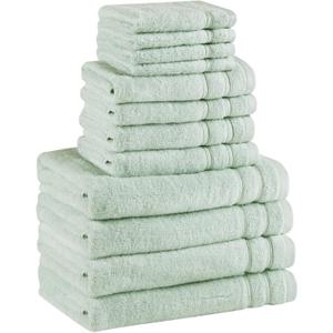 Comfort Spaces Luxury Bath Towel Set of 12 - 4 Large, 4 Hand, 4 Washcloths, 100% Cotton Quick Dry, Zero Twist, Soft Lightweight, Seafoam Green