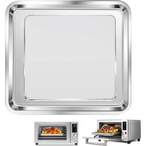Air Fryer Baking Pan for Nuwave Bravo 12 in 1 21 Qt Air Fryer Toaster Oven, 11.2'' * 10.5'' Air Fryer Grill Pan Grill Plate Crisper Plate Rack Parts Accessories Tray, Steel