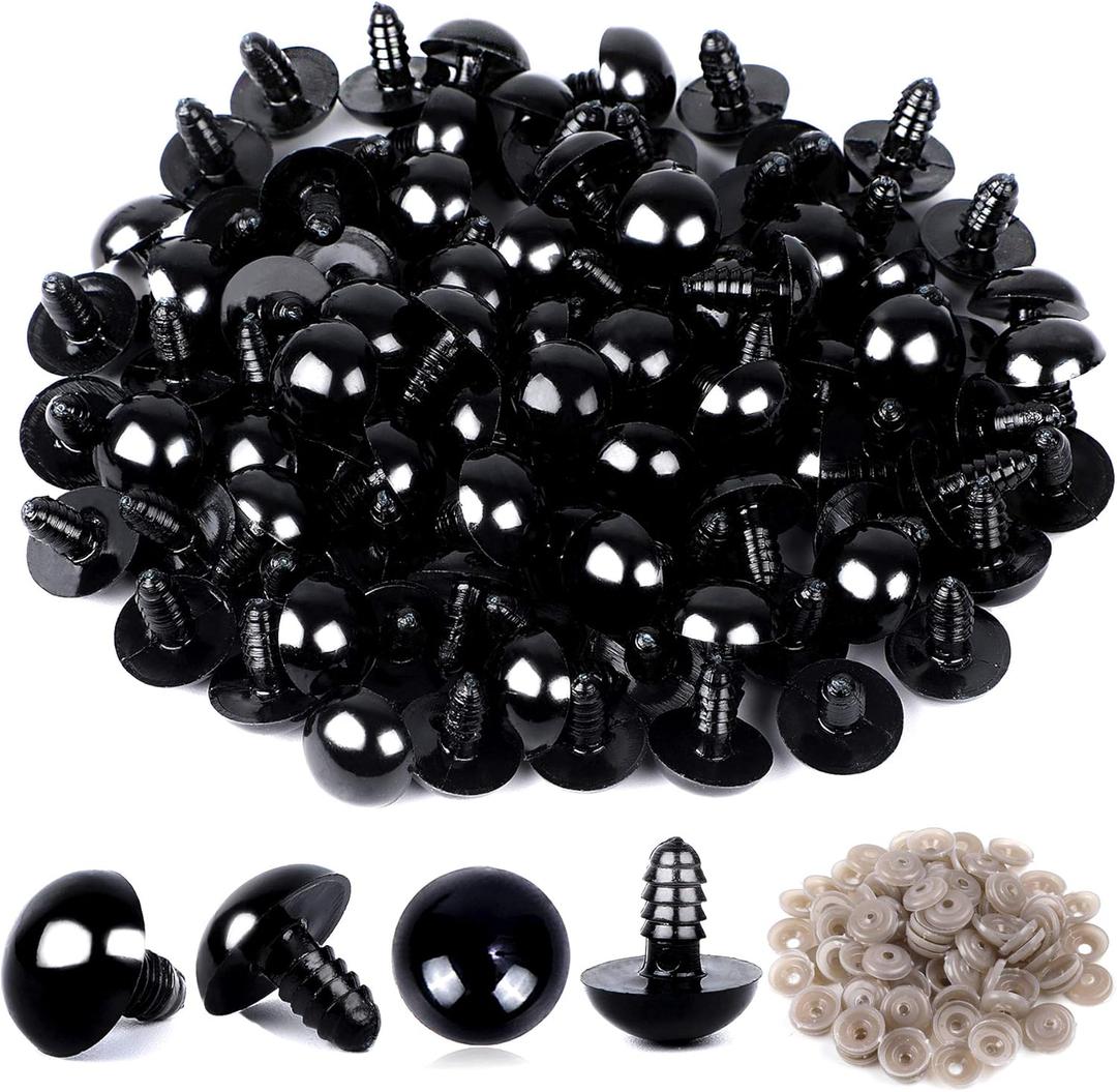 UPINS 120PCS Plastic Safety Crochet Eyes Bulk with 120PCS Washers for Crochet Crafts (0.32Inch/8mm)