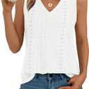 AUTOMET Women Summer Tank Top Eyelet Embroidery 2025 Vacation Sleeveless V Neck Loose Fit Shirt Spring Fashion Casual Clothes, M