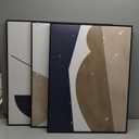 Abstract Framed Canvas Prints,Geometric Wall Art,Black White Brown Decorative,Large 24" X 32"X 3 Panel Modern Wall Decor for Living Room Bedroom Bathroom Hotel Kitchen Bar Office Entryways Wall Dcor