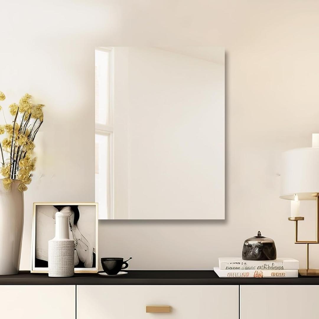 Mirrorons Bathroom Vanity Mirror 18" x 24", Frameless Mirror with Polished Edge, Hangs Horizontally or Vertically. Upgraded Shatterproof Bathroom Mirror for Wall. (24"L x 18"W)
