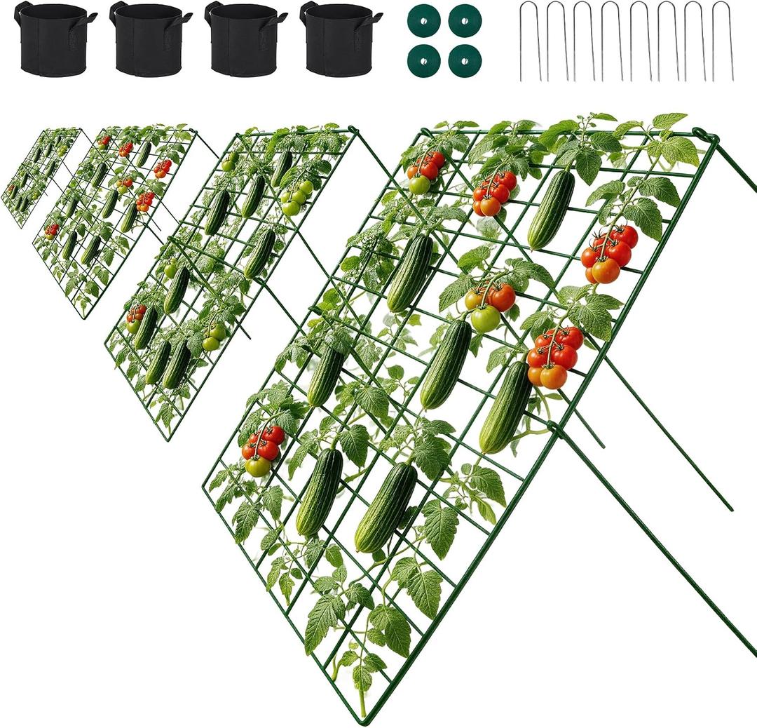 Cucumber Trellis for Garden - 4 Pack, 48" L x 24" W Garden Trellis for Climbing Plants Outdoor with Support Structures, A Frame Trellis for Climbing Vegetables Peas, Vine, Bean