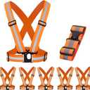 5 Pack Mount Marter Reflective Vest, Lightweight Safety Vest For Women, Men And Kids, Adjustable Reflective Running Vest With 360 High Visibility For Running, Cycling, Motorcycle, Orange 1-2