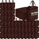 Windyun 50 Pcs Reusable Tote Bag Bulk 8 x 4 x 10 Inch Non Woven Shopping Bag with Handle Christmas Reusable Grocery Gift Tote (Brown)