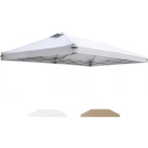 10x20 Canopy Replacement Top Cover with Air Vents for ez up Pop up Canopy Gazebo Tent, with Adjustable Strap, Waterproof & Anti-UV for Outdoor Shade (Top Only,Frame Not Included) (Off White)