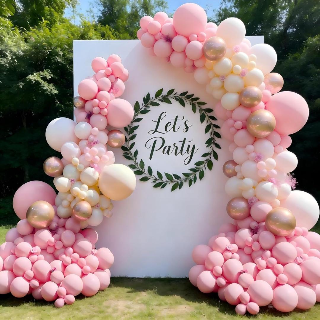 Valentines Day Decorations Pink Balloon Garland Arch Kit 162Pcs Rose Gold Pink Balloon Arch Kit for Girls Birthday Wedding Princess Theme Bridal Shower Galentines Day Decor
