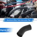 3" OD 45 Degree Bend 6064 Aluminum Alloy Tube Intercooler Pipe Surface Blasting Air Intake Connection Hose W/Double Bead Roll 3.9" Length Black
