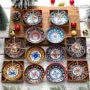LemonRoad 12 Pcs Turkish Ceramic Bowls Bulk Gifts Set with Paper Box Wooden Beads String 4 Inch Turkish Christmas Gifts Pinch Sauce Multicolor Dipping Finger Small Serving Charcuterie Bowls for Guest