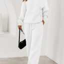 PRETTYGARDEN Women's 2 Piece Outfits Spring Sweatsuits Oversized Hoodies Wide Leg Sweatpants Tracksuits Lounge Matching Sets (White, L)