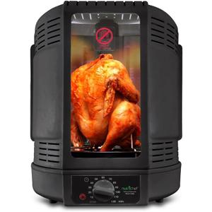 NutriChef Vertical Countertop Rotisserie Oven Roaster, Rotating Shawarma And Kebab Machine with Skewer and Rack, Basket Tower, Roasting Rack, Poultry Tower, Drip Tray, For Meat Chicken Turkey Lamb (Black)