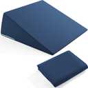 HOMBYS Wedge Pillow Cover, 24x24x7.5 Inch Breathable Wedge Pillowcase (Pillow Not Include), Machine Washable Cover with Zipper, 1 Pack (Navy Blue)