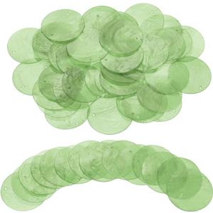 uxcell 120Pcs Capiz Shells 2" Round Natural Shells with 2 Holes for Seashell Wind Chimes Curtain Shell Garland DIY Craft Wedding Home Decoration, Green