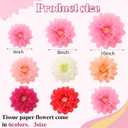Geyee 18 Pcs Mexican Paper Flowers Colorful Fiesta Tissue Paper Flowers Pom Poms Mexican Carnival for Floral Party Backdrop Wedding Birthday Party Craft, 6" 8" 10"(Pink Series)
