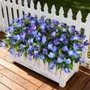 Artificial Fake Flowers for Outdoor, 6 Bundles UV Resistant Faux Plants Decoration Silk Flowers No Fade Plastic Flowers for Outside Planters Home Porch Patio Yard Garden Decor (Dark&light Blue)