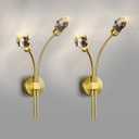 Modern Gold Wall Sconce Set of Two 4000K LED Wall Sconce Light Fixture Luxury Crystal Wall Light for Living Room Bedroom Bathroom Hallway Staircase Vanity