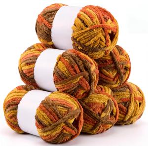 Timgle 6 Skeins Autumn Chunky Yarn Velvet Chenille Yarn Each 50g/ 5.3 oz