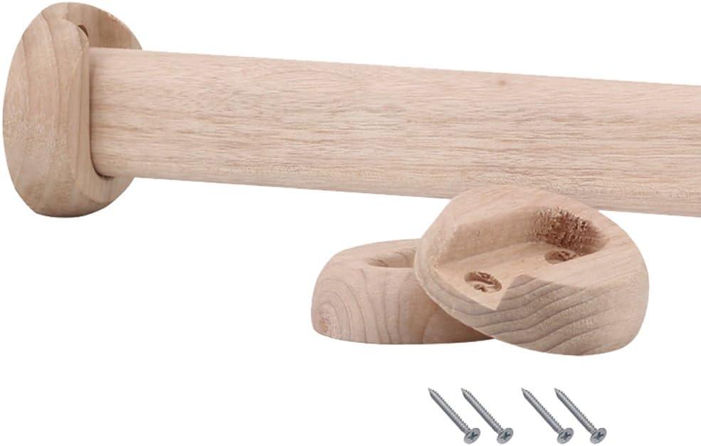 Wooden Oval Closet Rod with End Supports, 50 cm Polished Wood Wardrobe Hanging Rod, Oval Shape for Enhanced Strength, Multi-Purpose Use for Closets, Wardrobes, and DIY Projects (19.7" Oval)