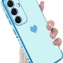 KANGHAR Compatible with Samsung S24 Plus 5G Case for Women Girl, Plating Edge Cute Love Heart Soft TPU Bumper with 4 Corners Shockproof Protection Phone Case Cover for Galaxy S24 Plus 5G(Blue)