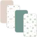 4 Pack Bassinet Sheets - 33"x20" Bedside Bassinet Sheets for Baby Delight, Angelbliss, Maxi-COSI & Most Regular Size Bedside Sleeper | Ultra Soft & Skin Friendly Bassinet Fitted Sheets for Boys Girls (Green)