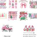 20pcs Pink Christmas Tree Iron on DTF Transfer Patches Retro Christmas Car Iron on Xmas Heat Transfer Vinyl Stickers DIY Iron on Appliques HTV for T Shirts Clothing Hat Pillow Decoration(New Year)