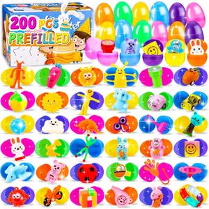 200 PCS Prefilled Easter Eggs with Toys Inside, Bulk Easter Eggs Filled for Easter Egg Hunt, Easter Party Favors & Easter Basket Stuffers for Kids