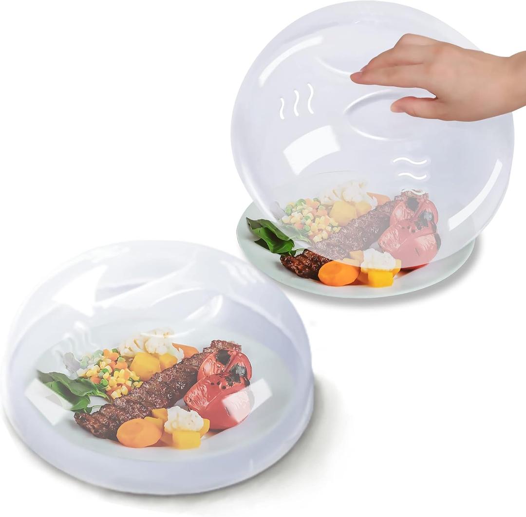 Microwave Cover for Food 2PCS Microwave Splatter Cover Large Microwave Plate Food Cover With Easy Grip Handle Anti-Splatter Lid With Enlarge Steam Vents,11.5 Inch,BPA Free & Dishwasher Safe 2-PCS