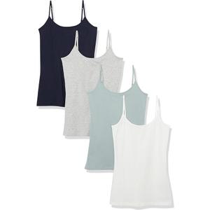 Amazon Essentials Women's Slim-Fit Camisole, Pack of 2, Navy/Turquoise Green, Medium