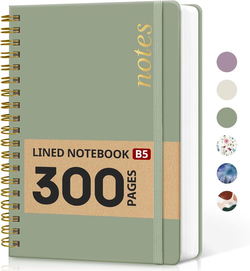 Lined Spiral Notebook Journal for Work, 300 Pages Thick B5 (7.1"x10") College Ruled Journal for Women & Writing, Hardcover Notebook for Note Taking, Perfect for Office Home School Supplies, Green Lined Spiral Notebook Journal for Work, 300 Pages Thick B5 (7.1"x10") College Ruled Journal for Women & Writing, Hardcover Notebook for Note Taking, Perfect for Office Home School Supplies, Green