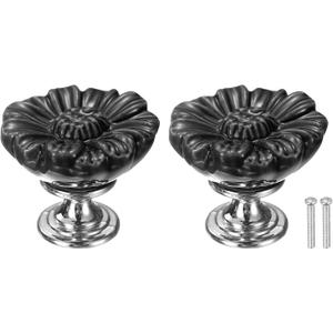 uxcell 2pcs Toilet Button Pusher, Toilet Tank Button, Crystal Toilet Flush Button Helper Pusher for Women Long Nail Black