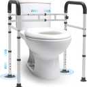 Careboda Toilet Safety Rails, Toilet Frame for Seniors, Elderly & Disabled, Toilet Rails Adjustable, Foldable Toilet Handles, Non-Slip Foot Mats, Easy to Store, Fit Any Toilets, 300lbs Capacity