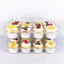 BPA FREE Plastic Disposable Standard 12 Cupcake Holder Carrier - Clear Tall dome for Tall Frosting Decoration-Perfect for Valentine's Day - Set of 15