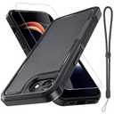 RMOCR for iPhone 16e Case & iPhone 17e Case, with Screen Protector,Military Grade Heavy Duty Shockproof Phone Cover with Wrist Lanyard Strap for iPhone 16e & iPhone 17e,Black Matte (Missing Lanyard Strap)