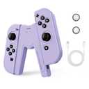JINGDU NS Joy-Con Charg Grip Compatible with Nintendo Switch Standard & OLED Model, Switch JoyCon Controller Charger with Charging Cable and 2 Thumb Grip Caps, Play While Charging, Purple