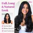 KooKaStyle Clip In Hair Extensions, Natural Long Layered Soft Invisible Synthetic Curly Wavy Hairpieces for Women, 4 pcs (20 Inch, Black)