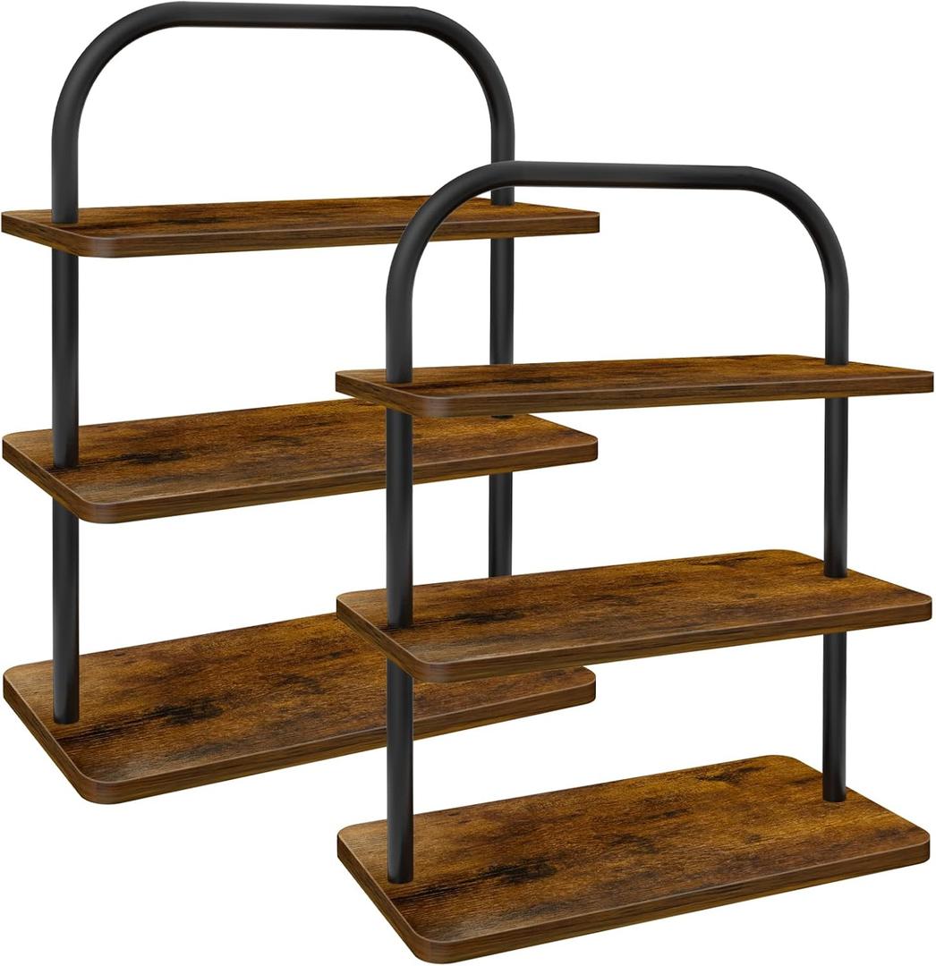 3 Tier Cupcake Stand 2 PACK Wooden Metal Cupcake Stand Reusable Cupcake Display Stand Tiered Tray Stand Dessert Table Display Set Serving Trays for Party Rustic Farmhouse Vendor