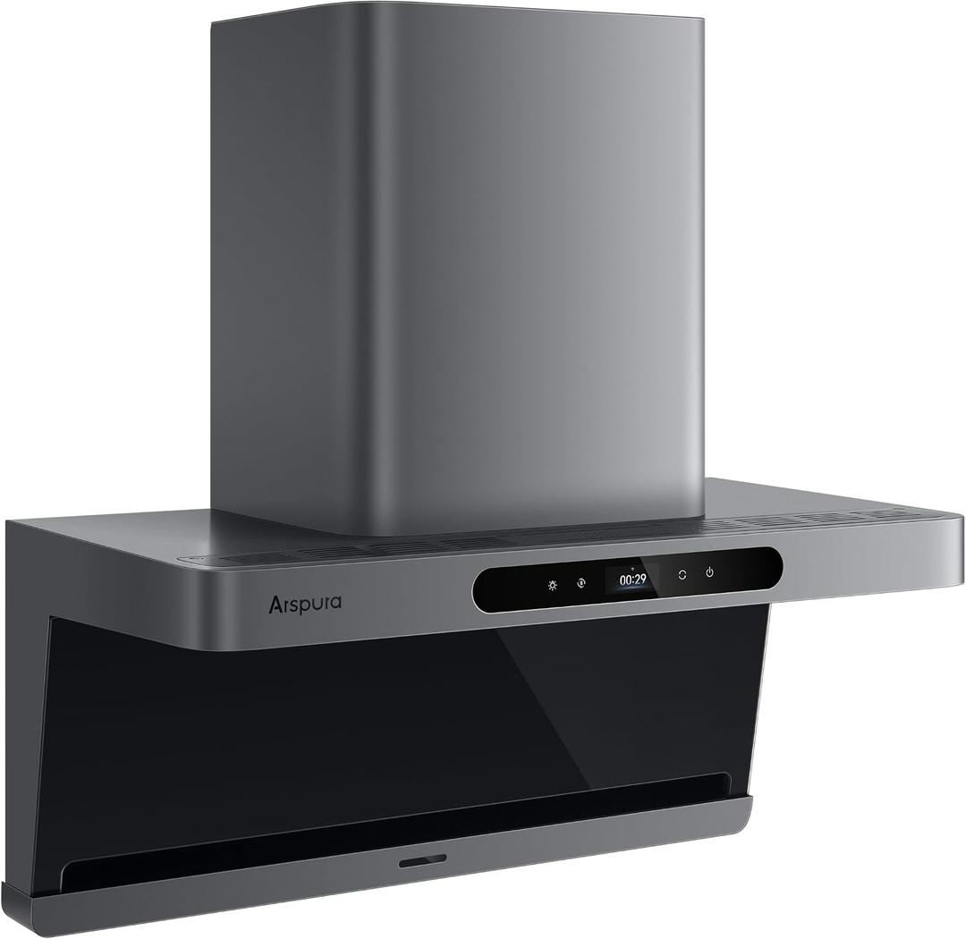 F1 16m/s Range Hood 30 Inch Wall Mount Non Make-Up Air Needed | 16m/s High-Velocity Source Capture, Filter-Free, 59dB Quiet BLDC Motor, App & Alexa, Gesture Control, Soft LED Light