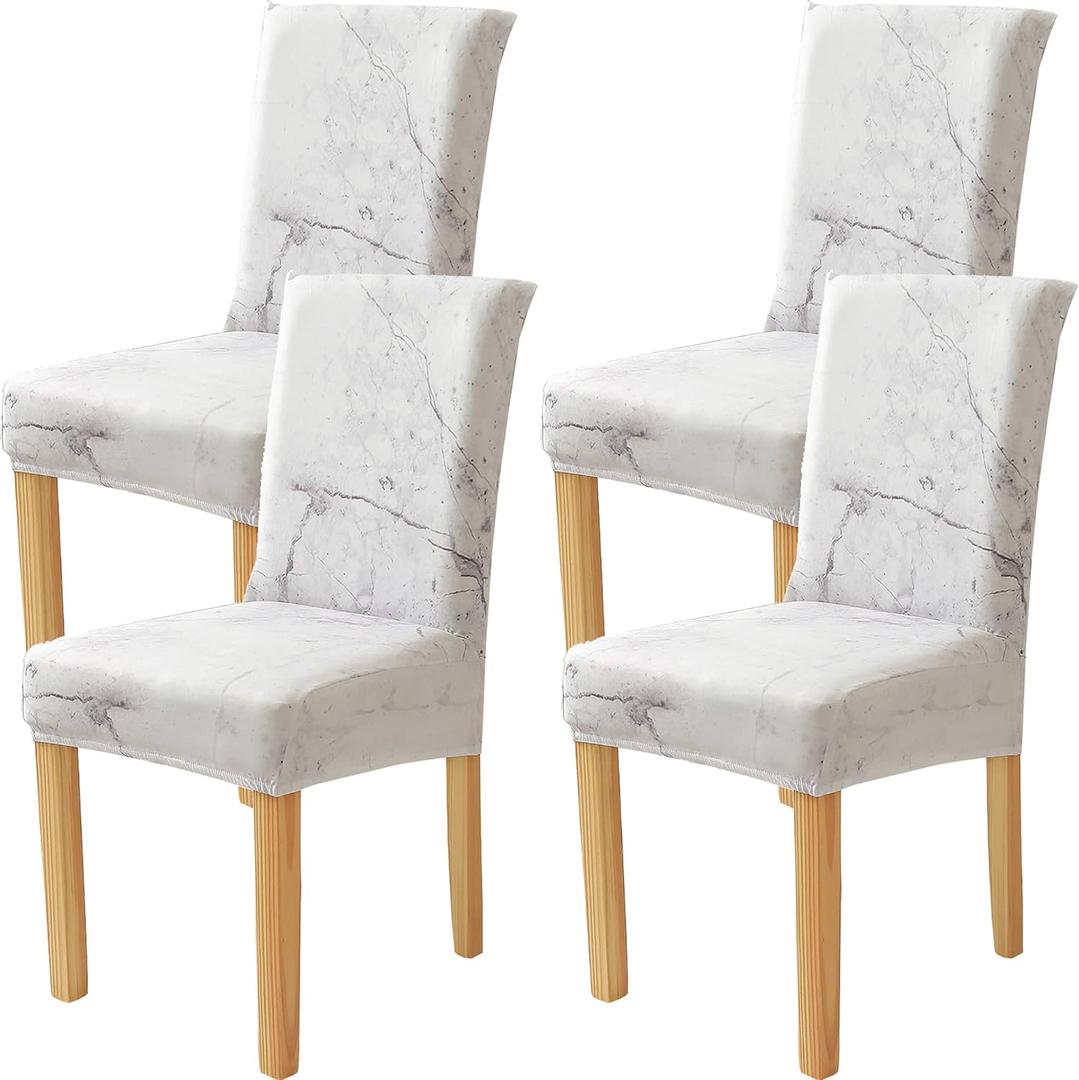 Chair Covers for Dining Room Set of 4 Pack Marble Slipcovers High Back Chairs Cover Stretch Slipcover