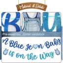 Baby Jeans Clothes Baby Shower Banner, Jeans-themed Baby Shower Decorations for Boy, Baby Boy is on the Way Banner, Blue Glitter | Denim Theme Baby Shower Decorations, Welcome Baby Boy Nursery Decor Party Supplies
