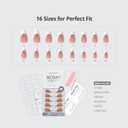BTArtbox French Tip Press On Nails - Medium Press On Nails Almond, Natural Fake Nail with Nail Glue, Brown Glue On Nails in 16 Sizes - 32 Fake Nails Kit, Capable