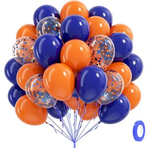 60pcs Royal Blue and Orange Balloons 12inch with Orange and Blue Balloons for Graduation Birthday Party Decorations
